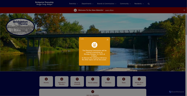 Security scan screenshot of https://bridgetontownshipmi.gov/