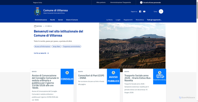 Security scan screenshot of https://www.comune.villarosa.en.it