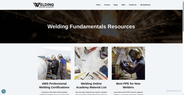 Security scan screenshot of https://weldingonlineacademy.com/resources/