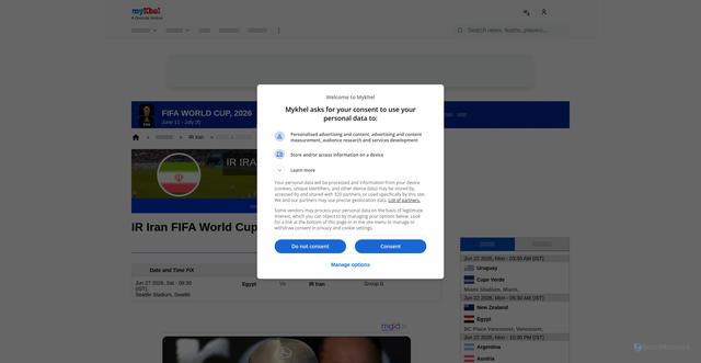 Security scan screenshot of https://tamil.mykhel.com/football/fifa-world-cup-2026-ir-iran-schedule-results-tps43-lg40/