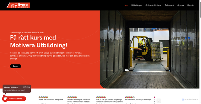 Security scan screenshot of https://motiverautbildning.se