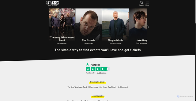 Security scan screenshot of https://ents24.com