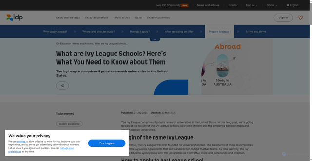 Security scan screenshot of https://www.idp.com/ghana/blog/usa-ivy-league-universities/