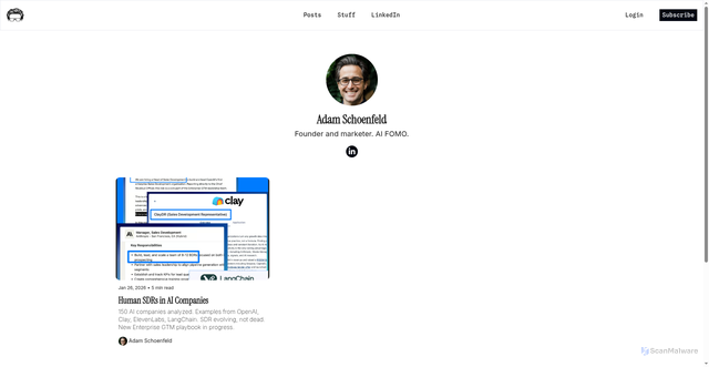 Security scan screenshot of https://adamgtm.com/authors/f1d9a789-cad9-4860-9ad4-a608c1d57e26