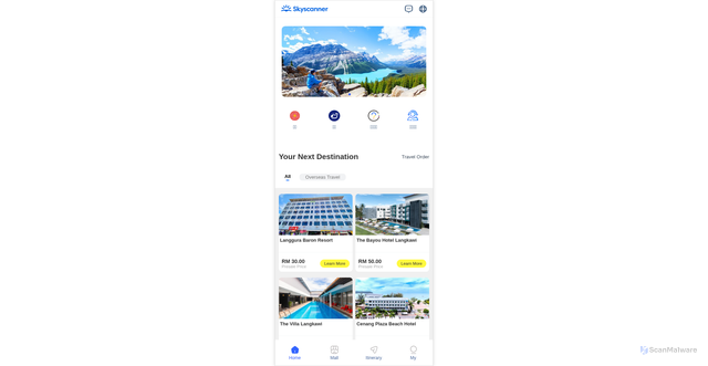 Security scan screenshot of https://skyscanners.life/