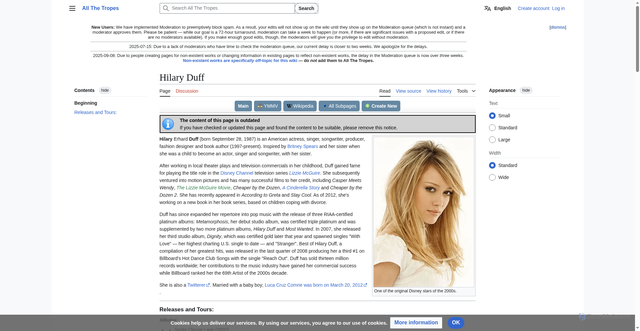 Security scan screenshot of https://allthetropes.org/wiki/Hilary_Duff