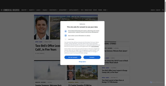 Security scan screenshot of https://commercialobserver.com