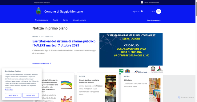 Security scan screenshot of https://www.comune.gaggio-montano.bo.it/