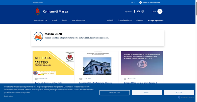 Security scan screenshot of https://www.comune.massa.ms.it/