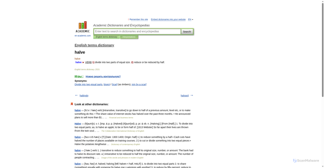 Security scan screenshot of https://terms_en.en-academic.com/19380/halve