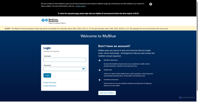 Security scan screenshot of https://custserv.fepblue.org