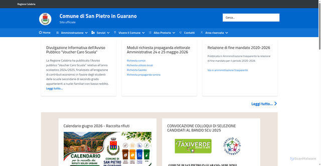 Security scan screenshot of https://www.comune.sanpietroinguarano.cs.it