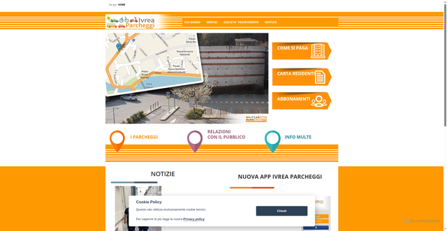 Security scan screenshot of https://www.ivreaparcheggi.it/