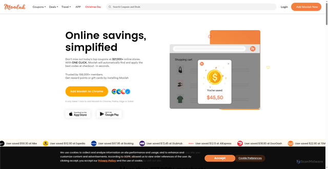 Security scan screenshot of https://joinmoolah.com