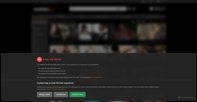 Security scan screenshot of https://pornoxo.com