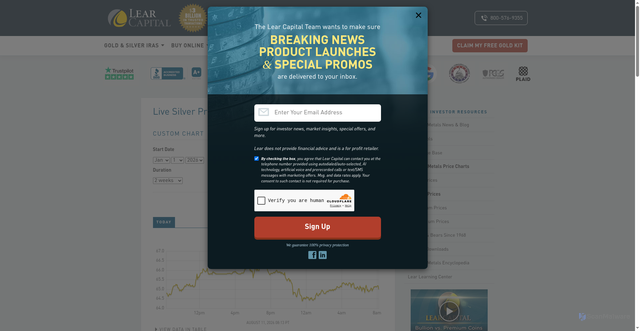 Security scan screenshot of https://www.learcapital.com/news/silver-price-charts/