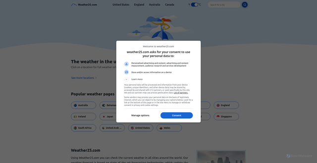 Security scan screenshot of https://www.weather25.com