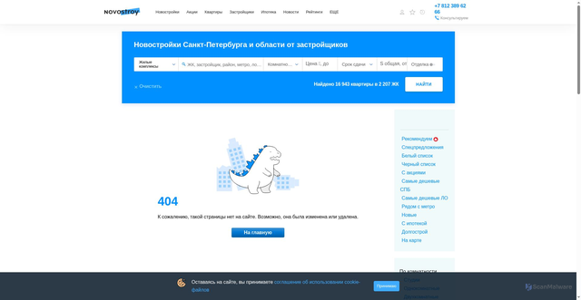 Security scan screenshot of https://novostroy.spb.ru