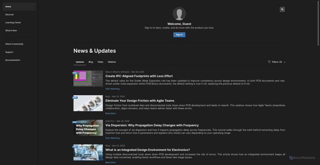 Security scan screenshot of https://cdn.my.altium.com