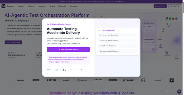 Security scan screenshot of https://dev-assure.com/