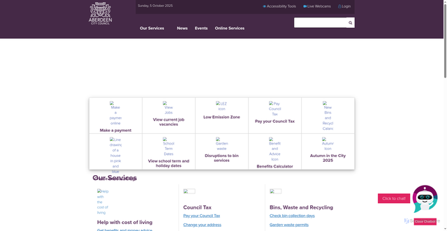 Security scan screenshot of https://www.aberdeencity.gov.uk/