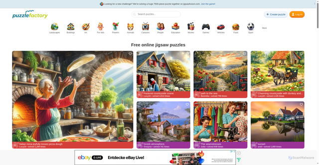 Security scan screenshot of https://puzzlefactory.com