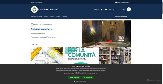 Security scan screenshot of https://www.comune.barzano.lc.it/it