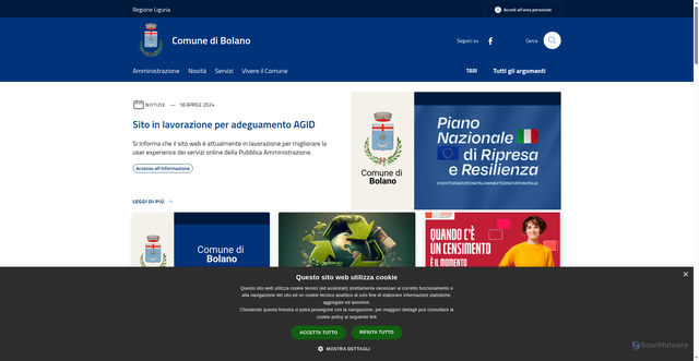 Security scan screenshot of https://www.comune.bolano.sp.it/it