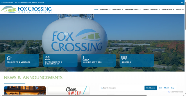 Security scan screenshot of https://foxcrossingwi.gov/