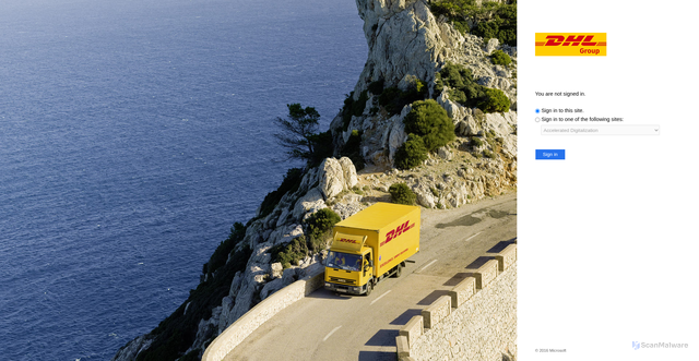 Security scan screenshot of https://fid.dhl.com