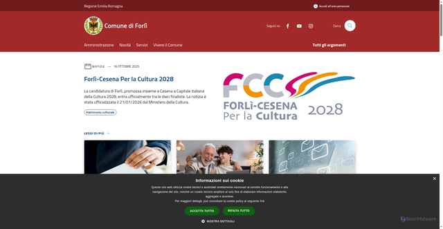 Security scan screenshot of https://www.comune.forli.fc.it/it