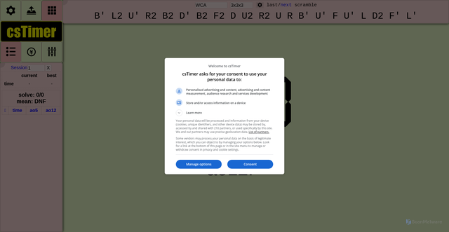 Security scan screenshot of https://cstimer.net