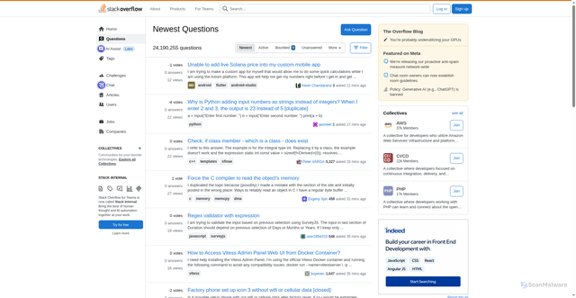 Security scan screenshot of https://stackoverflow.com/