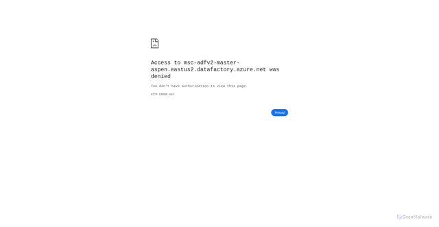 Security scan screenshot of https://msc-adfv2-master-aspen.eastus2.datafactory.azure.net
