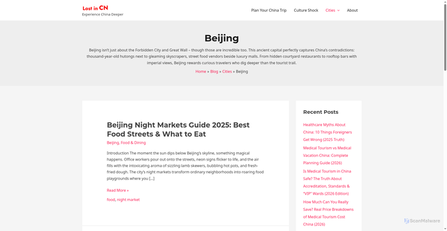 Security scan screenshot of https://www.lostincn.com/cities/beijing/