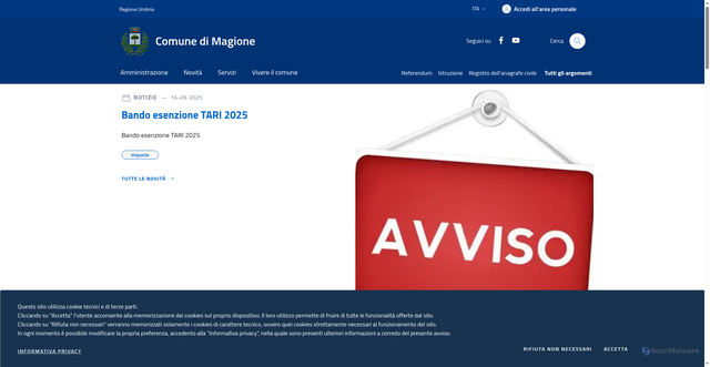 Security scan screenshot of https://www.comune.magione.pg.it/