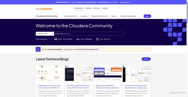 Security scan screenshot of https://community.cloudera.com