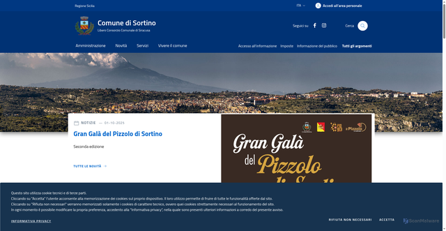 Security scan screenshot of https://www.comune.sortino.sr.it/