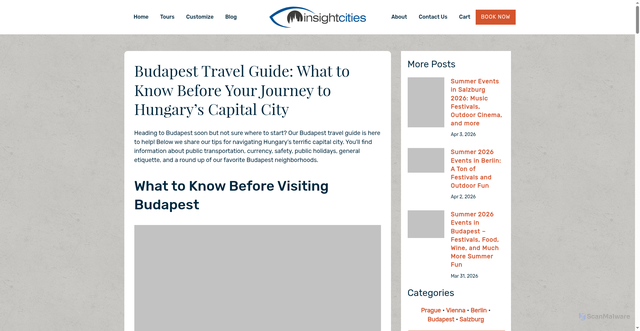 Security scan screenshot of https://www.insightcities.com/budapest-travel-guide-what-to-know-before-your-journey-to-hungarys-capital-city/