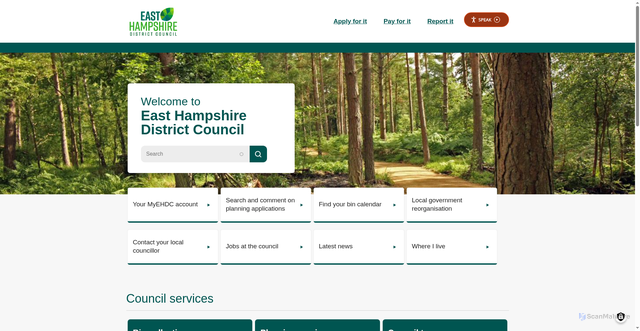 Security scan screenshot of http://www.easthants.gov.uk