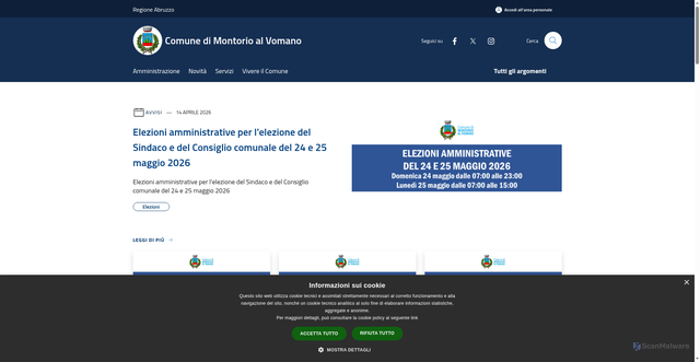 Security scan screenshot of https://www.comune.montorio.te.it