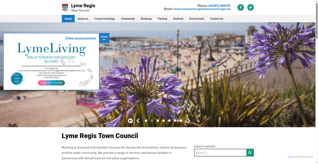 Security scan screenshot of http://www.lymeregistowncouncil.gov.uk