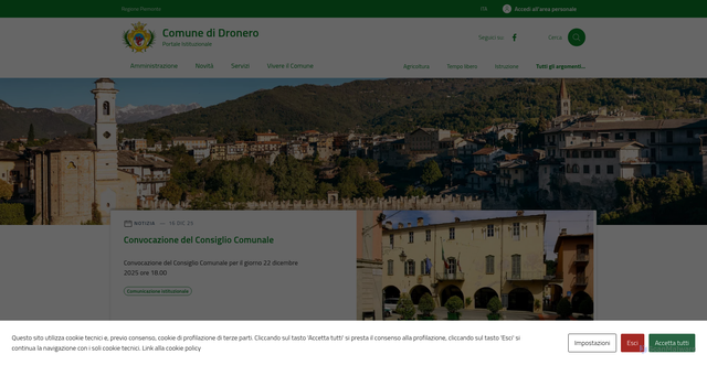 Security scan screenshot of https://comune.dronero.cn.it/