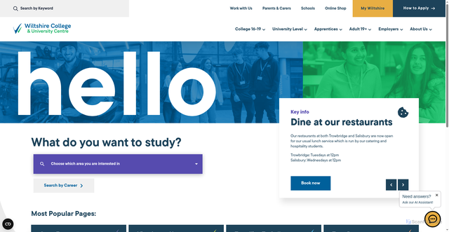 Security scan screenshot of https://www.wiltshire.ac.uk/