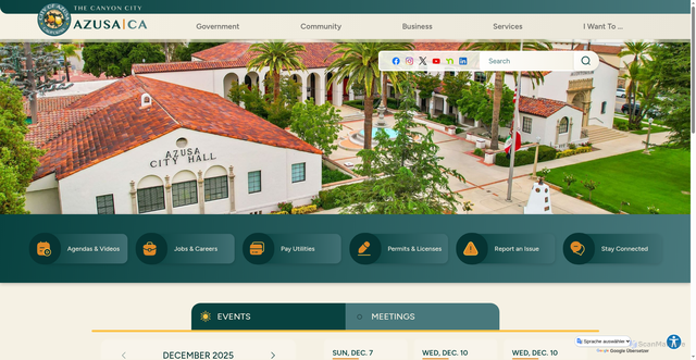 Security scan screenshot of https://azusaca.gov/