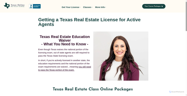 Security scan screenshot of https://texasonlinerealestateacademy.com/?p=1878