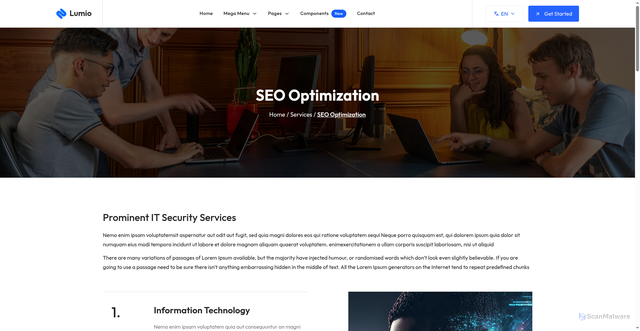 Security scan screenshot of https://lumio-astro.pages.dev/services/service-5/