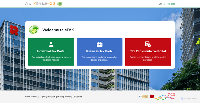 Security scan screenshot of https://etax.ird.gov.hk