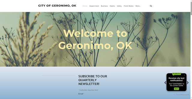 Security scan screenshot of http://www.cityofgeronimo.gov/