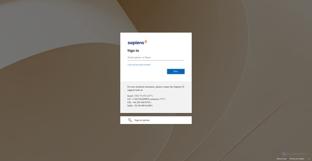 Security scan screenshot of https://sapiens365.sharepoint.com